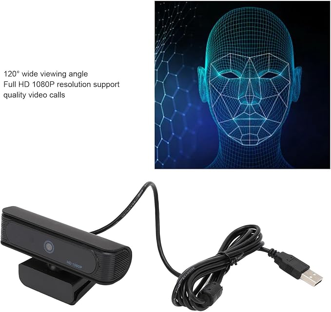1080P HD Webcam with Hello Facial Recognition Webcam for Windows10/11 USB PC Webcam with 120° Wide Angle Lens Fixed Focus Easy Login for Computer Laptop