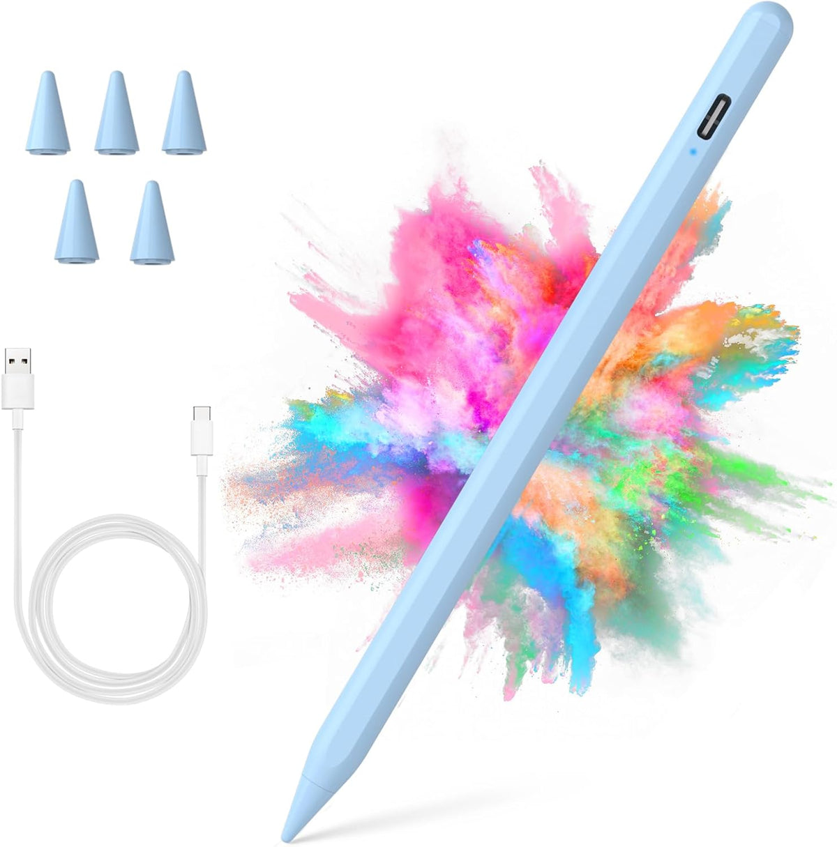 Stylus Pen for iPad 2018-2023 with Palm Rejection, Active Pencil for iPad 10th/9th/8th/7th/6th Generation, for iPad Pro 11/12.9 inch, for iPad Air 5th/4th/3th, for iPad mini 6th/5th Gen(Sky Blue)