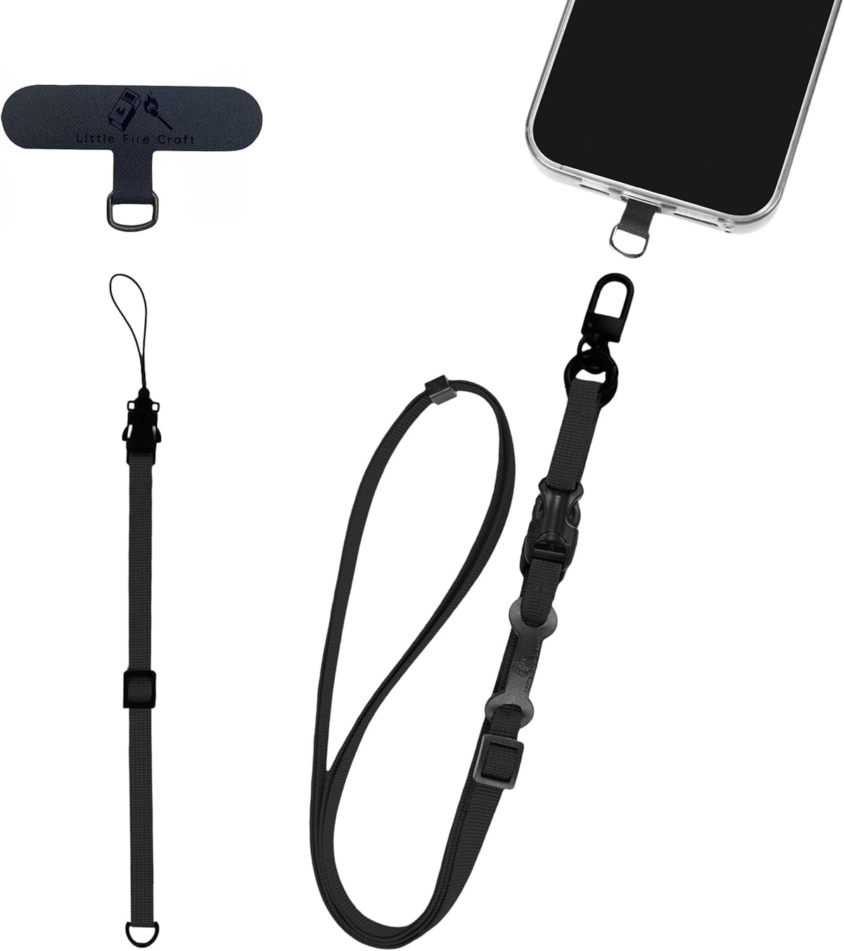 Cell Phone Strap Adjustable Wrist Strap Crossbody Cellphone Holder Extra Long Phone Lanyard Wrist Lanyard (Black)