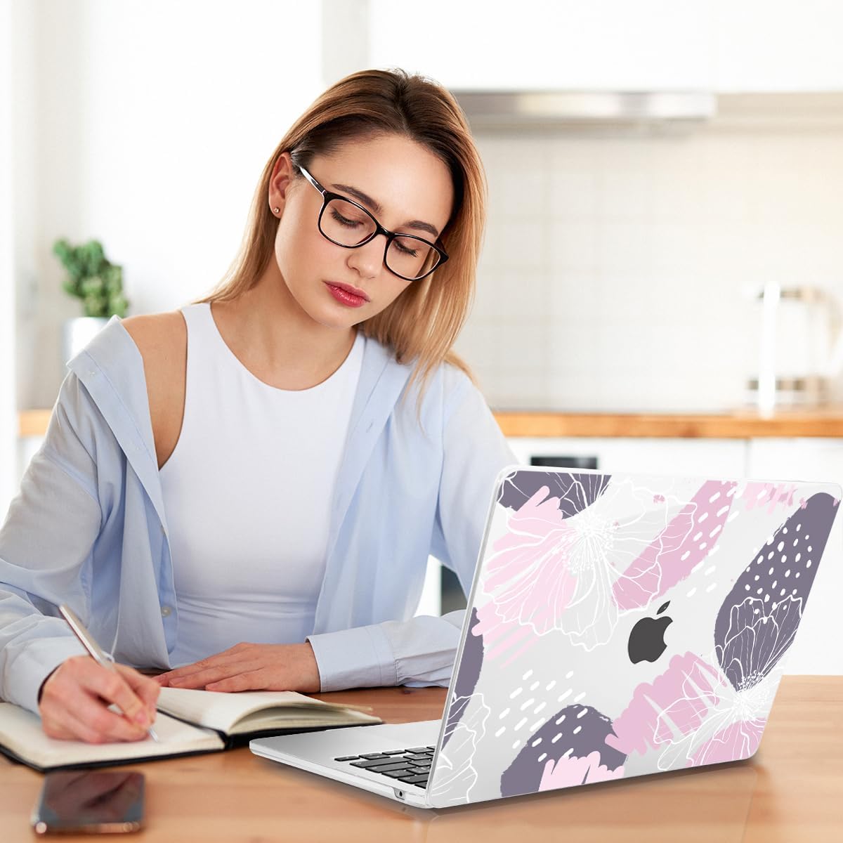 Teryeefi Compatible with M4 M3 M2 MacBook Air 15 Inch 2024 2023 Case Model A3241 A3114 A2941 with Liquid Retina Display, Protective Plastic Hard Shell Cover with Keyboard Cover - Abstract Flowers-A