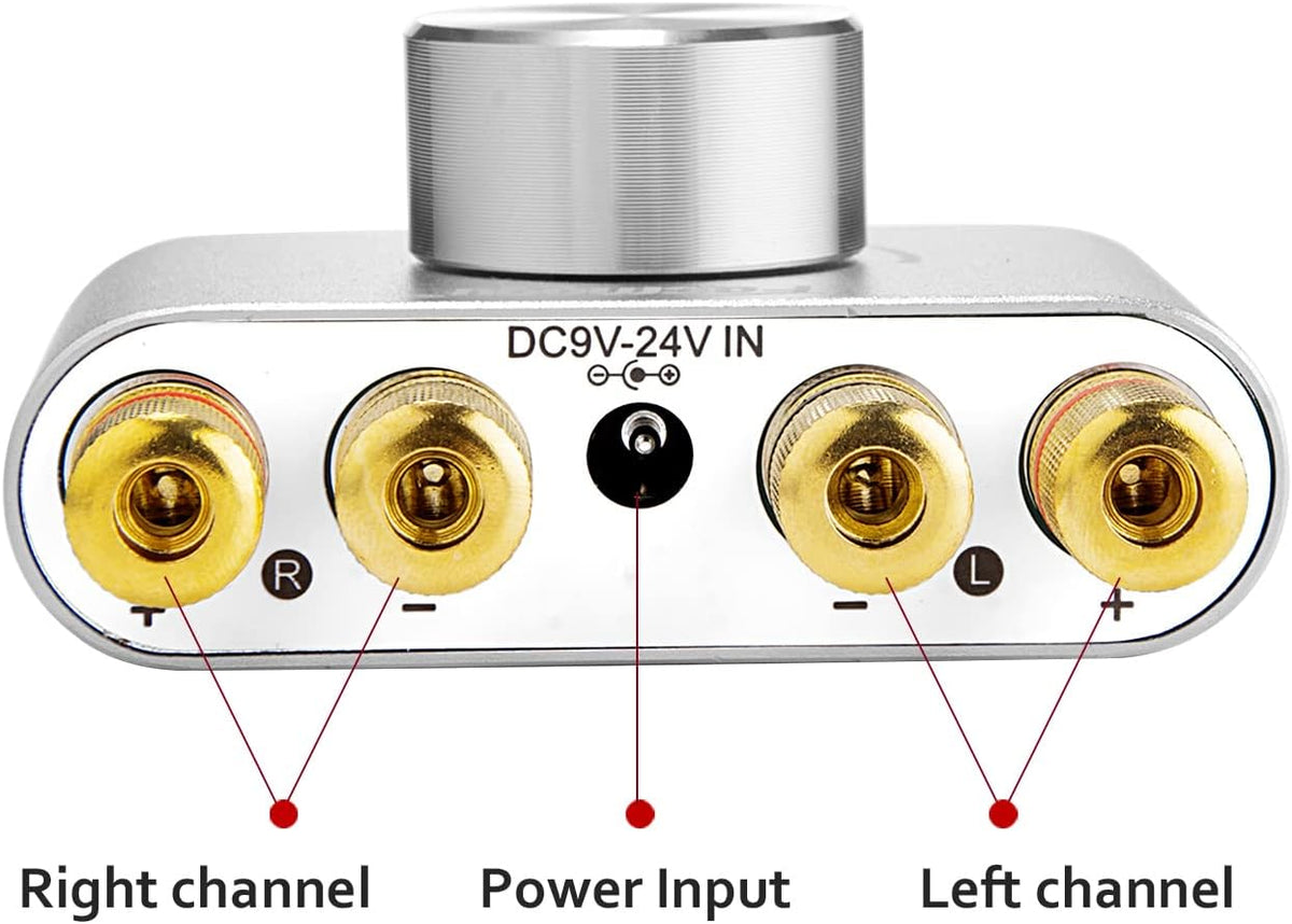 Facmogu F900S 160W Bluetooth 5.0 Mini Amplifier, 80Wx2 2.0CH Audio Power Amplifier, Hi-Fi Stereo Sound Digital Amp Wireless Speaker Amp Receiver w/AUX/USB/BT Input & 12V 5A Power Adapter - Silver