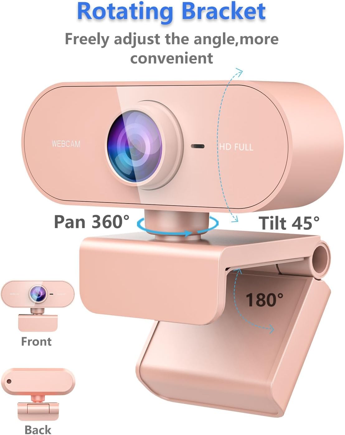 Webcam for PC&1080P HD Web Cam,Webcam with Microphone,Stand for PC/MAC/Laptop/Desktop,Wide Angle Web Cameras for YouTube,Skype,Zoom,Xbox One,Video Calling