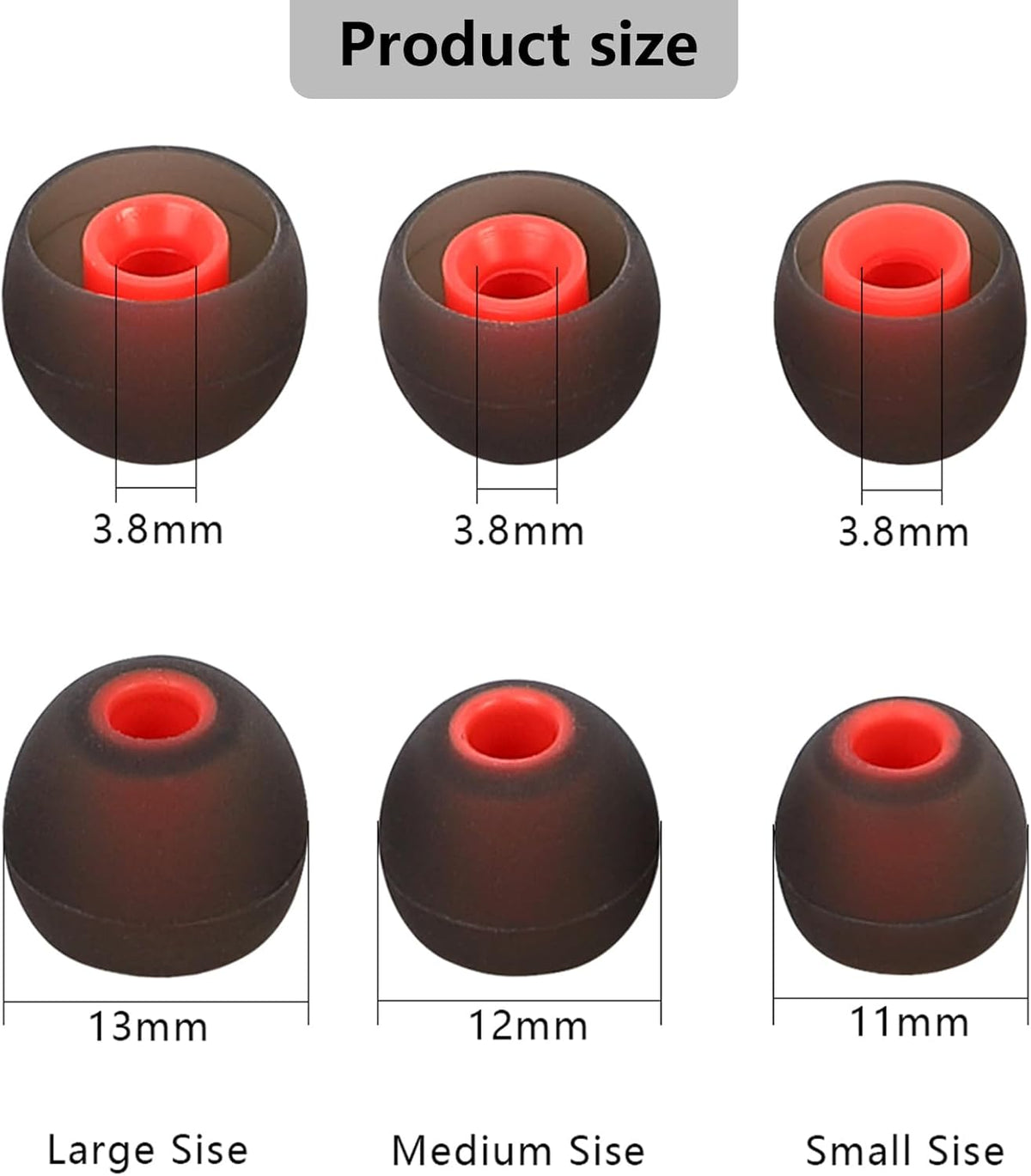 Earbud Replacement Tips Silicone Earbud Tips Earbud Covers Fit for in-Ear Headphones (Inner Hole 3.8mm -5.1mm) Ear Tips Earbud Rubber Tips 9 Pairs S/M/L