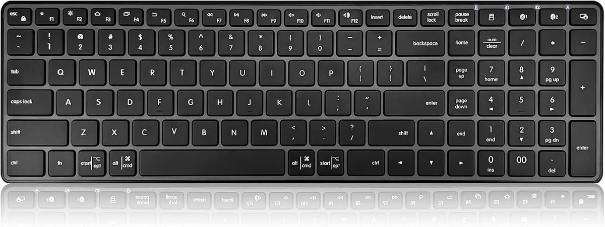 Bnnwa 3-Device (2.4G+BT), TV/Phone,12 Wireless Bluetooth Keyboard, Free Switching Ultra-Slim Compact Wireless Keyboard