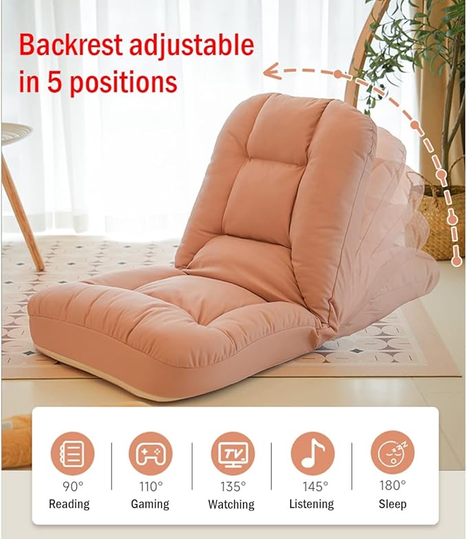 Floor Bed Sofa Chair for Bedroom Portable Padded Yoga ChairAdjustable Floor Chair with Back Support Gaming Chair Meditation Chair for Adult Thick Cushion