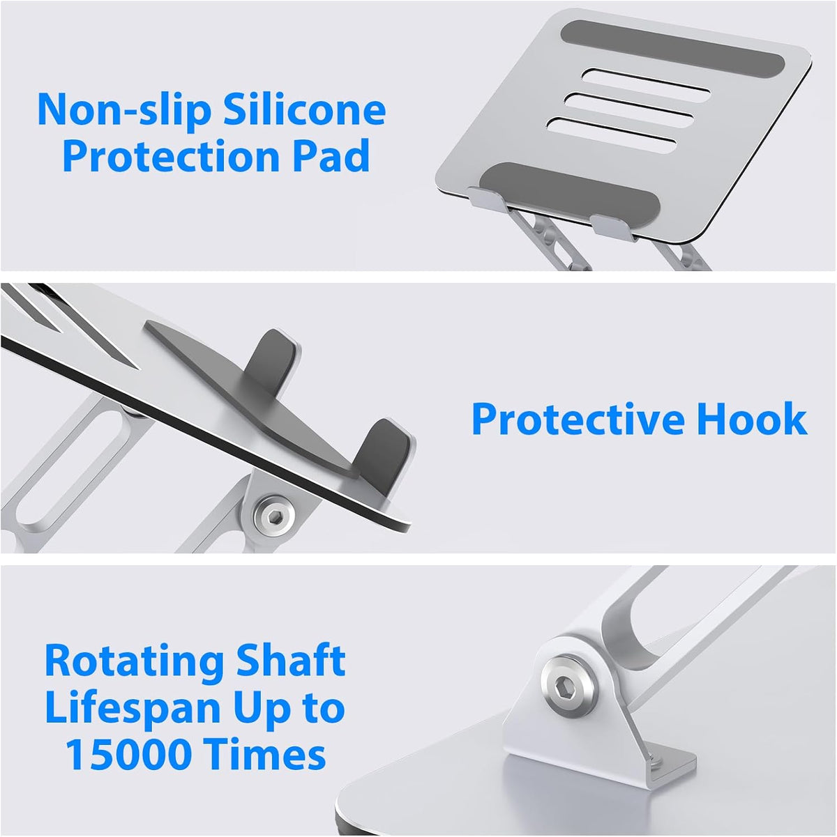 Laptop Stand for Desk, Adjustable Laptop Riser, Metal Foldable Computer Stand Holder Portable Notebook Mount, Ventilated Cooling Notebook Stand Compatible with 10-15.6” Laptops