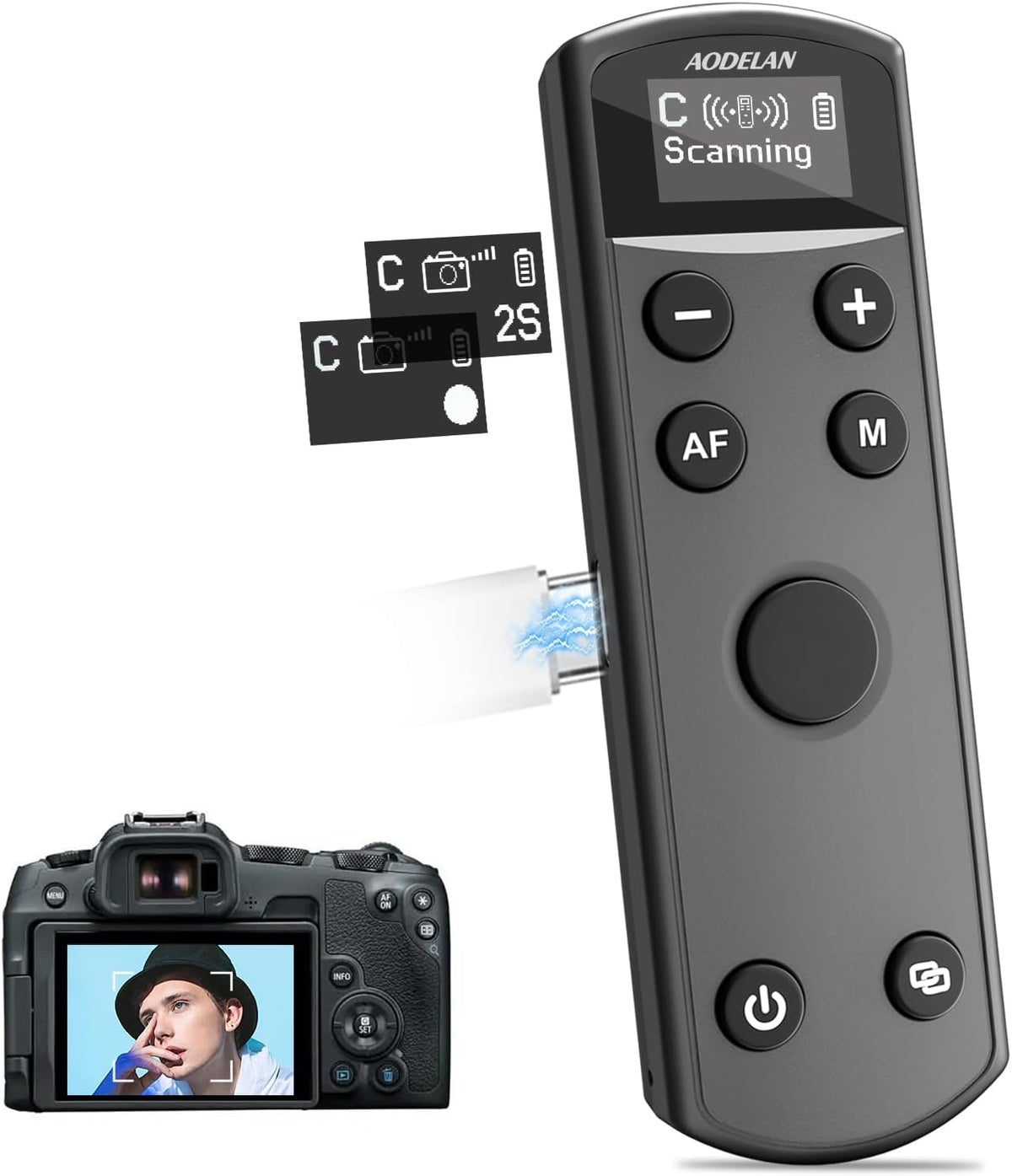 Remote Control for Canon Camera,Rechargeable Wireless Shutter Release with OLED Screen for Canon EOS RP, EOS R, R5, R6, M50, M50 II, 6D Mark II, 77D, 850D, 800D, Rebel T7i, T8i, 90D; Replaces BR-E1