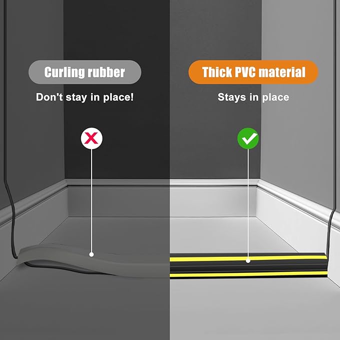 TFMUZERT 4 ft Cord Covers for Wires on Floor, Heavy Duty PVC Duct Floor Cord Cover, Floor Cable Cover Easy to Unroll Prevent Trip Hazard for Home Office or Outdoor Settings