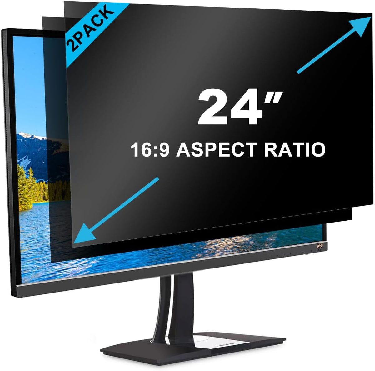 GUMIKE 2-PACK 24 inch Computer Privacy Screen Filter Suitable for 16:9 Aspect Ratio Widescreen Monitor - Blue Light Filter- Anti-Glare & Anti-Scratch Protector Film ([2-Pack] 24" Widescreen (16:9)