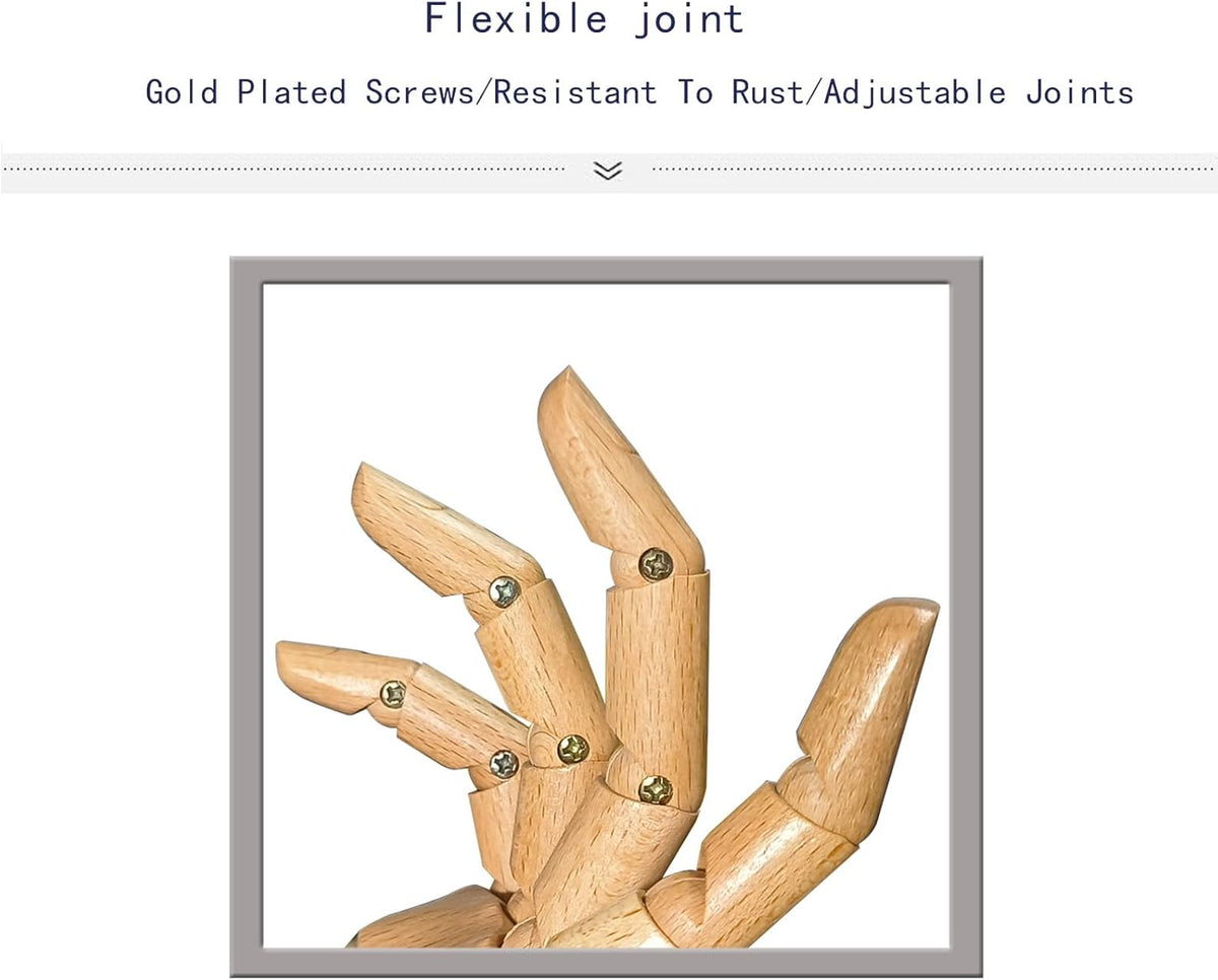 Hand Model,Wood Hand for Nails,Drawing Wooden Hand,Wooden Mannequin,Wood Hand,Hand Model for Drawing,Male_R with Lower Body