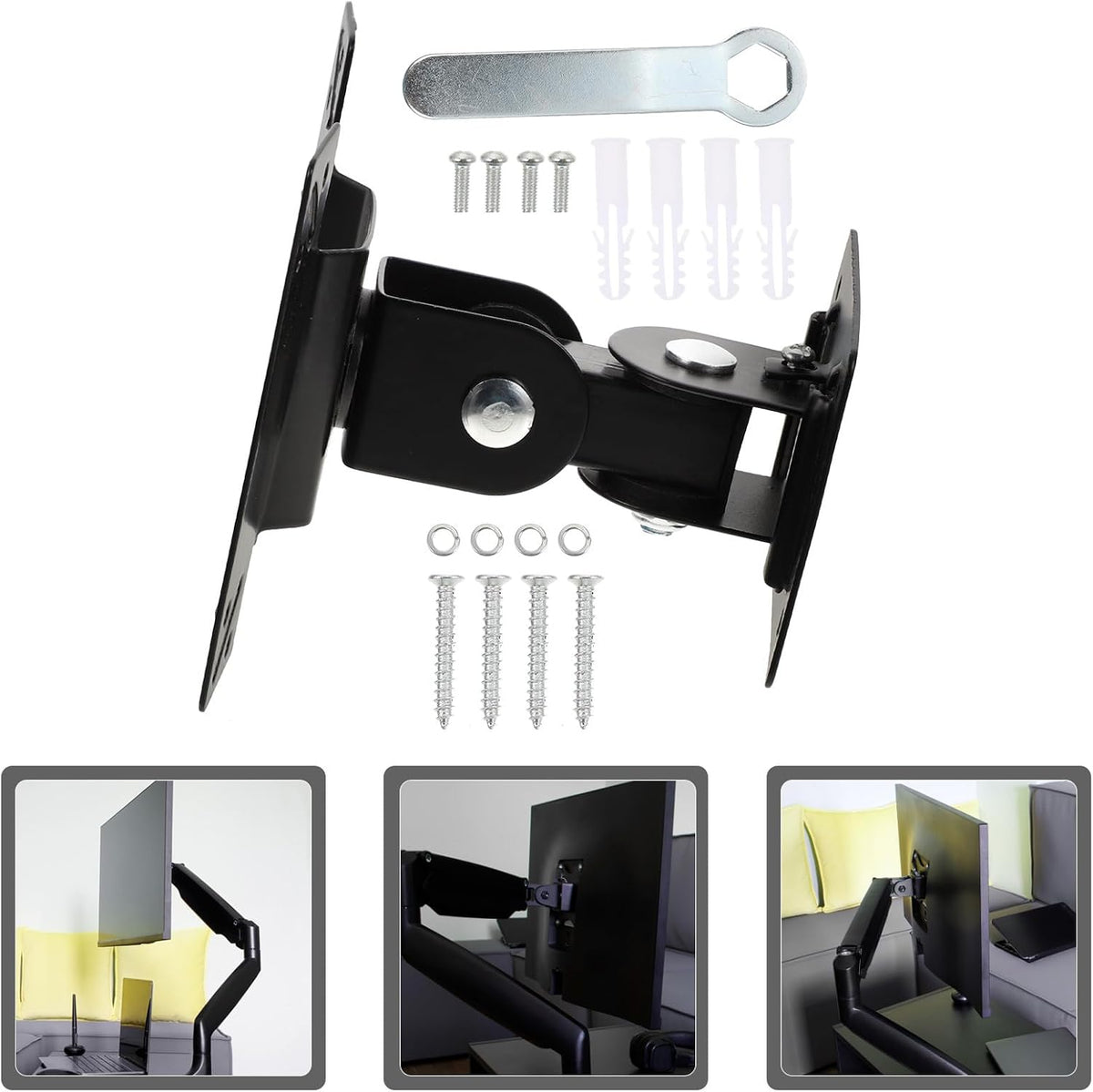 Homoyoyo 360 14-27 Inch Wall Mount Tv Stand Monitor Mount Rotation Metal Pivot Bracket for LCD Screens Suitable