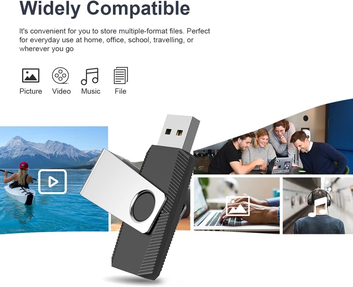 Aiibe 128GB USB Flash Drive 5 Pack Flash Drive 128GB Thumb Drive USB Drive 128GB USB 2.0 Memory Stick Jump Drives with Keychain (128G, 5 Colors: Black Red Cyan Green Purple)