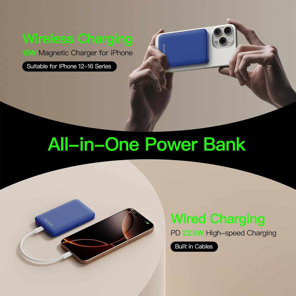 2025 Magnetic 15W Power Bank for iPhone,5000mAh Magsafe Battery Pack with 20w Fast Charging,Slim Magsafe Power Bank in&Out,with LED Display,Wireless Portable Charger for iPhone 16/15/14/13/12 Series