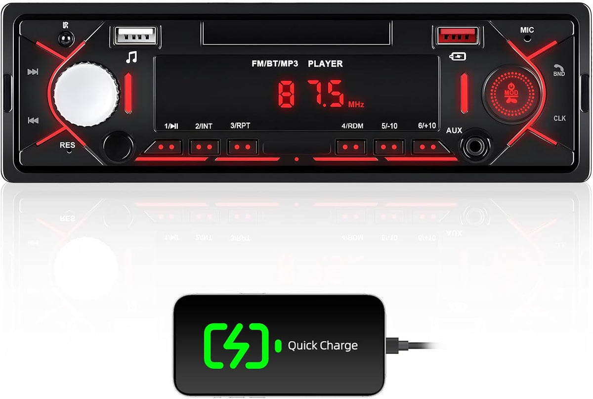 GOHHDL MP3 Single Din Bluetooth Multimedia Car Stereo Radio,Car Audio Player Support Hands-Free