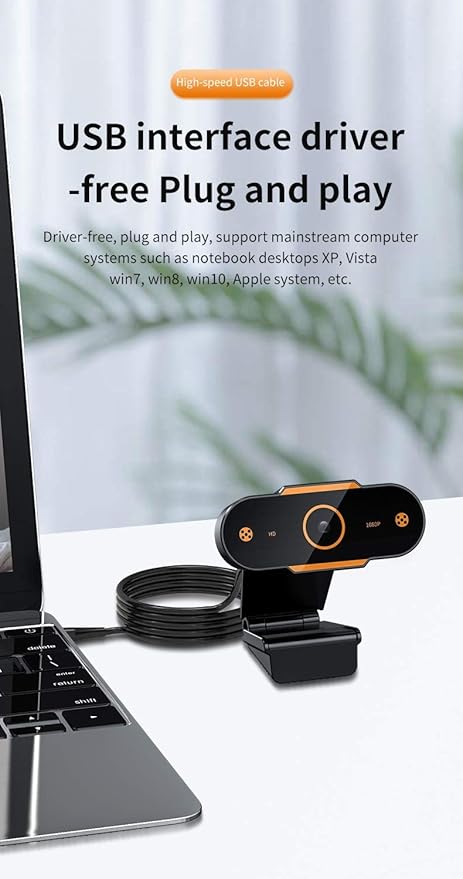 Computer Camera 480/720/1080P/2k Web Camera HD USB2.0 Auto Focus Video Call with Mic for Live Broadcast Video Calling Conference Work (Color : 1080P)