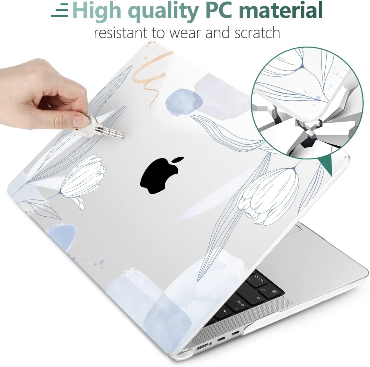 MEEgoodo Case for MacBook Air M4/M3/M2 13.6 inch 2025 2024 2022, Fit Model A3240 A3113 A2681, Compatible with MacBook Air 13 inch, Laptop Hard Shell Case with Keyboard Cover, Floral 33