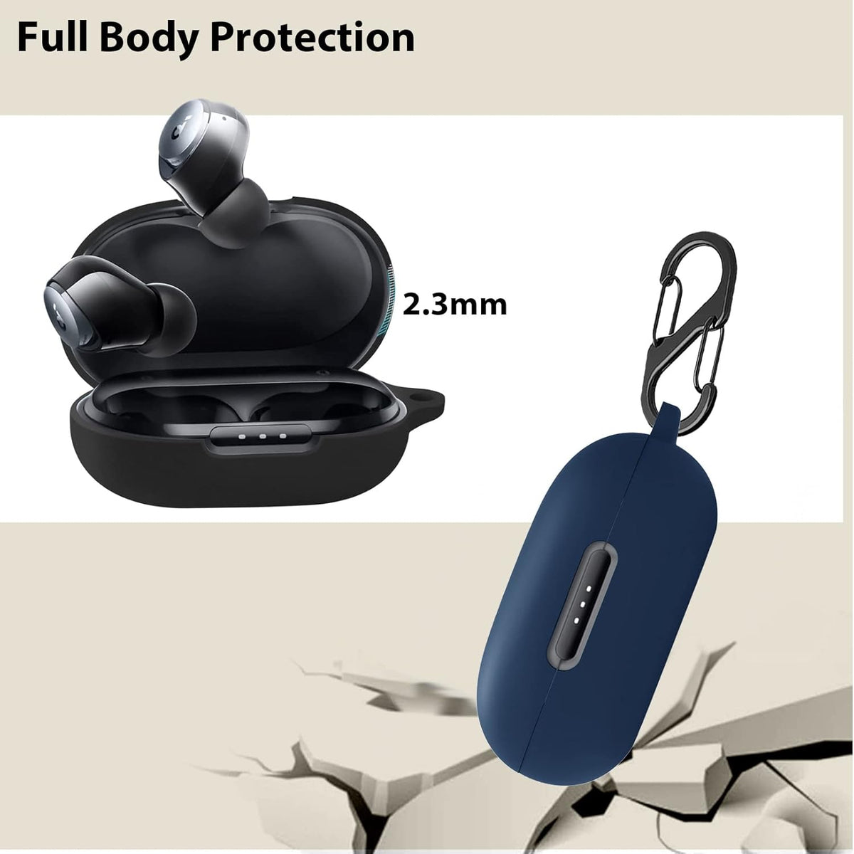 [2 Pack] easyBee Case for Anker Soundcore Space A40 Bluetooth Headphone - Soft Silicone Protective Kit, Black Blue