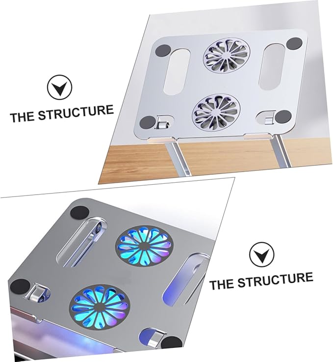 MERRYHAPY Aluminum Laptop Cooling Pad 2 Fans Strong Wind Quiet Laptop Cooler Ventilated Stand for 17.3 Inch Notebook