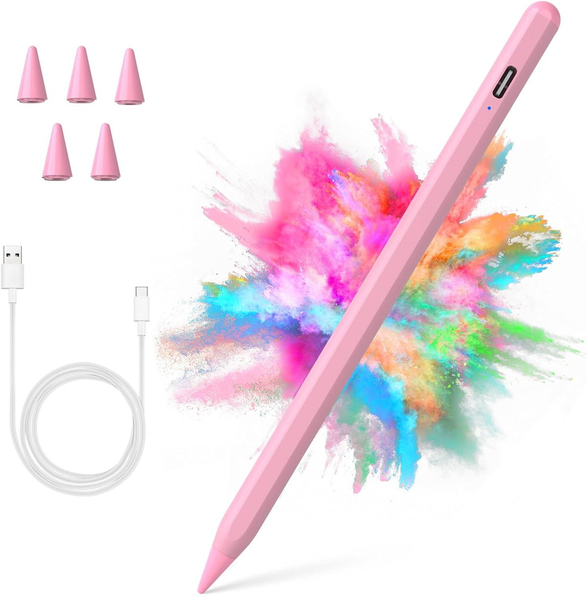 Stylus Pen for iPad 2018-2023 With Palm Rejection, Active Pencil for iPad Pro 11/12.9 Inch, Air 5th/4th/3th Gen, Mini 6th/5th Gen, 10th/9th/8th/7th/6th Generation (Pink)