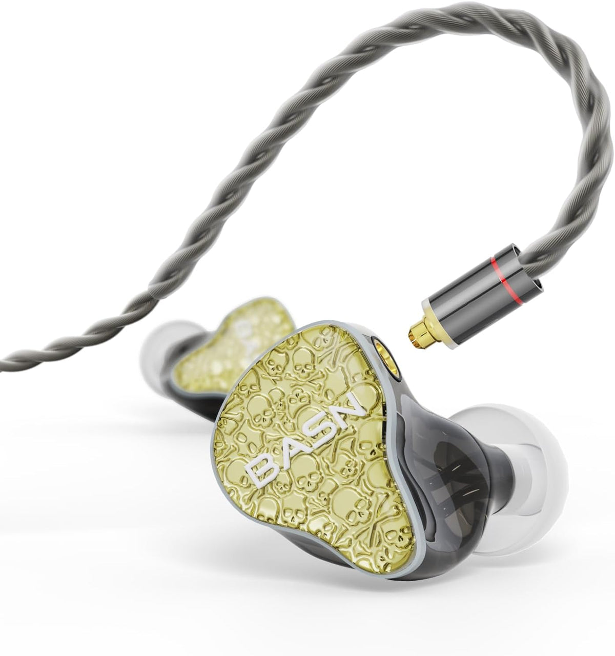 BASN Bmaster5 in Ear Monitors, 5 Drivers Drummer Headphones with Powerful Bass, Noise Isolation IEM Earbuds with Detachable MMCX Sliver-Plated OFC Cable for Musicians (Starlight Gold, MMCX)