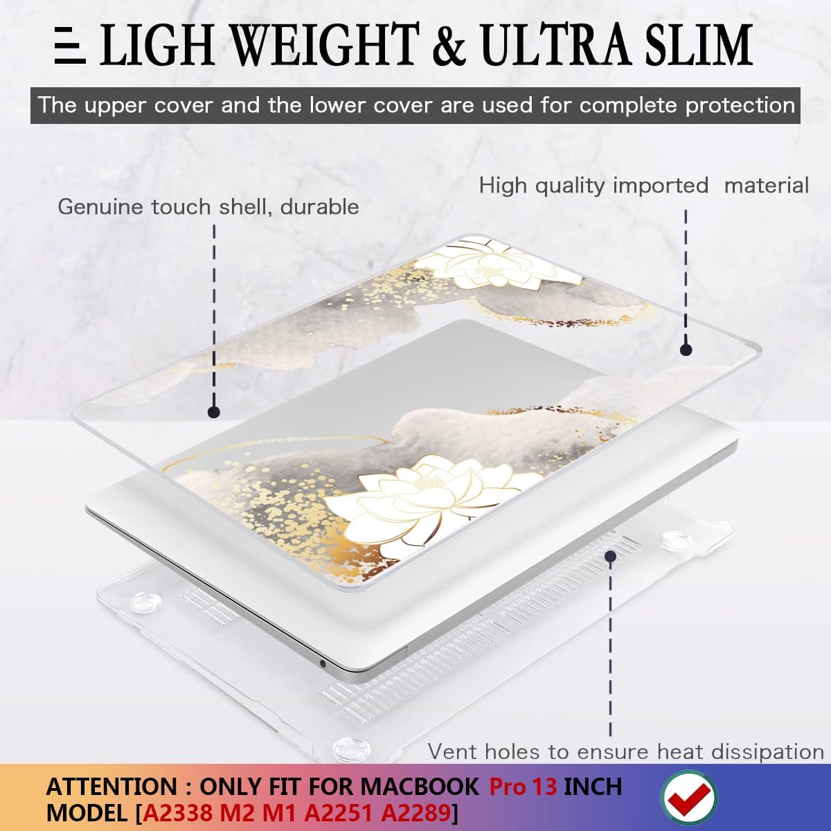 CISSOOK Compatible with MacBook Pro 13 inch Case 2020-2025 Model M1 & M2 A2338 A2251 A2289, Floral Hard Shell Case & Keyboard Cover for MacBook Pro 13 with Touch Bar, Charming Painting