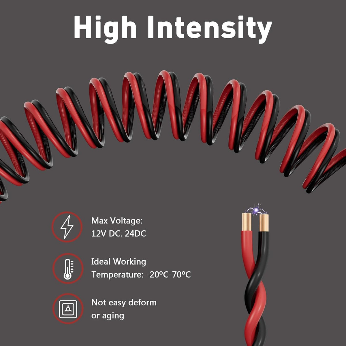 16/2 20 12V/24V 16AWG HiFind Gauge FT Red Black Hookup Electrical Wire Cable LED Strips Extension Cord DC, Flexible