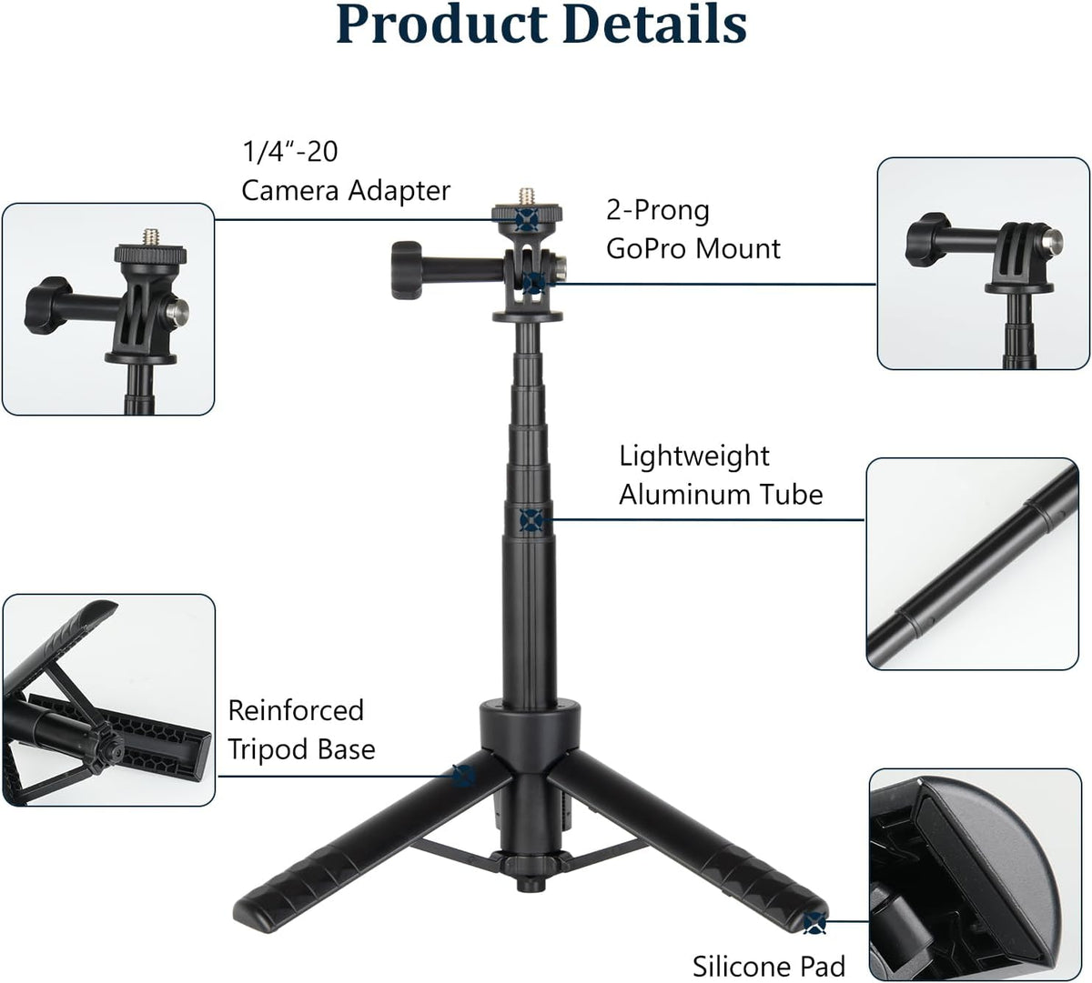 HSU 13 12 11 Insta360 X5, X4, X3, X2, Tripod Stand + Selfie Stick Pole - Waterproof Hand Grip for GoPro Here AKASO DJI