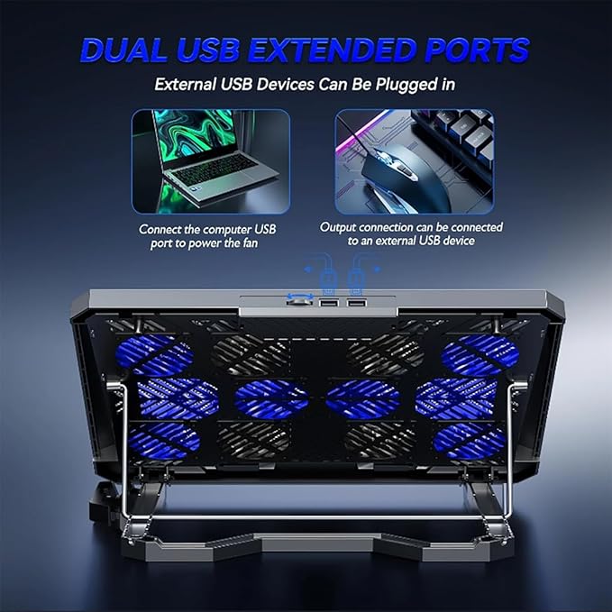 Laptop Cooling pad for Hp HP Pro x2 410 G1 Gaming laptops Laptop Cooler with 8 Fan Adjustable Speed 5-Level Height Adjustment Mute Silent2 USB-A PortBuilt-in Phone Stand