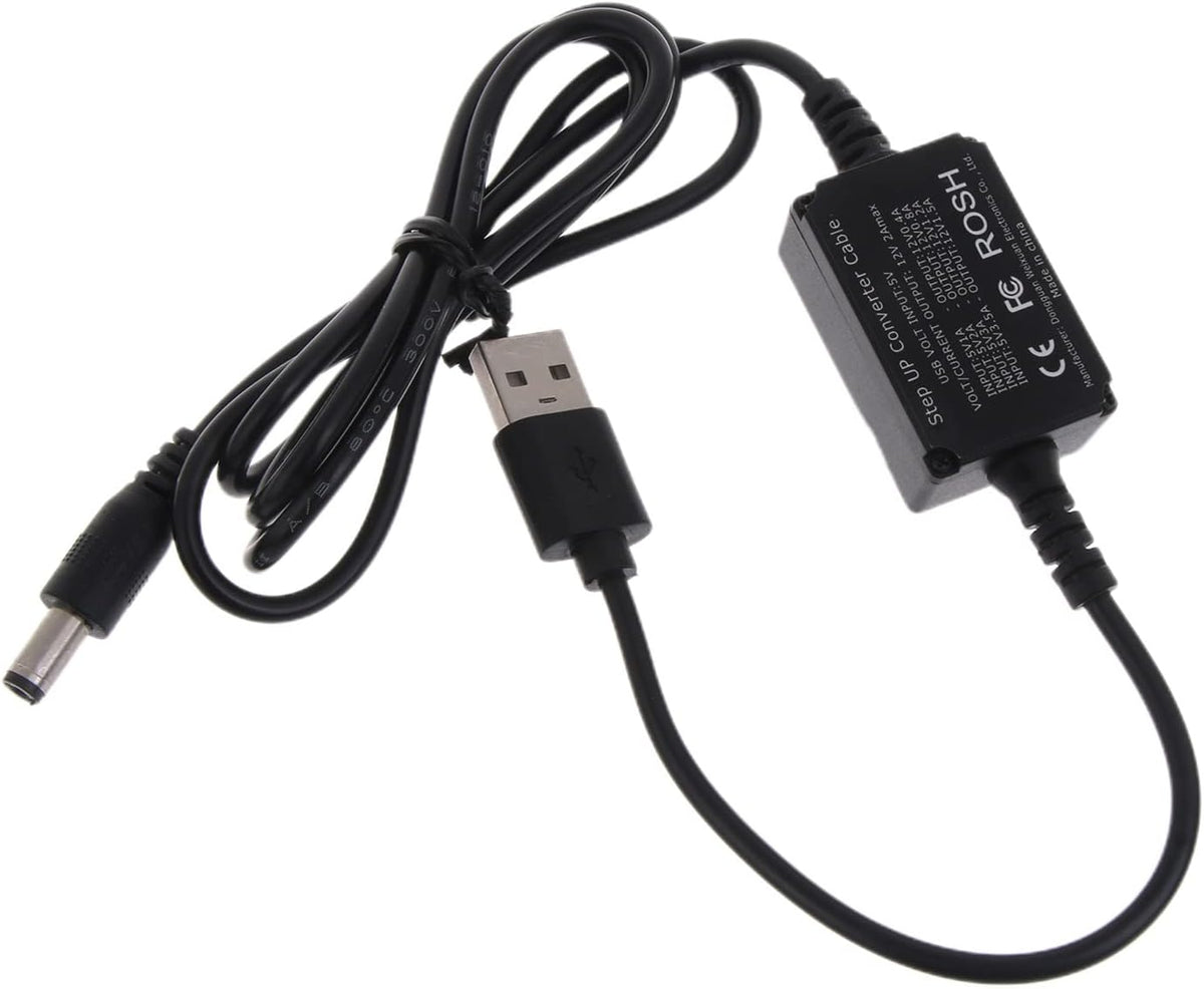 Bottone DC5.5x2.1mm 5V 12V, 3A, USB to Power Regulator Charging Cable, to Indoor Use, Compatible with Laptop, Power