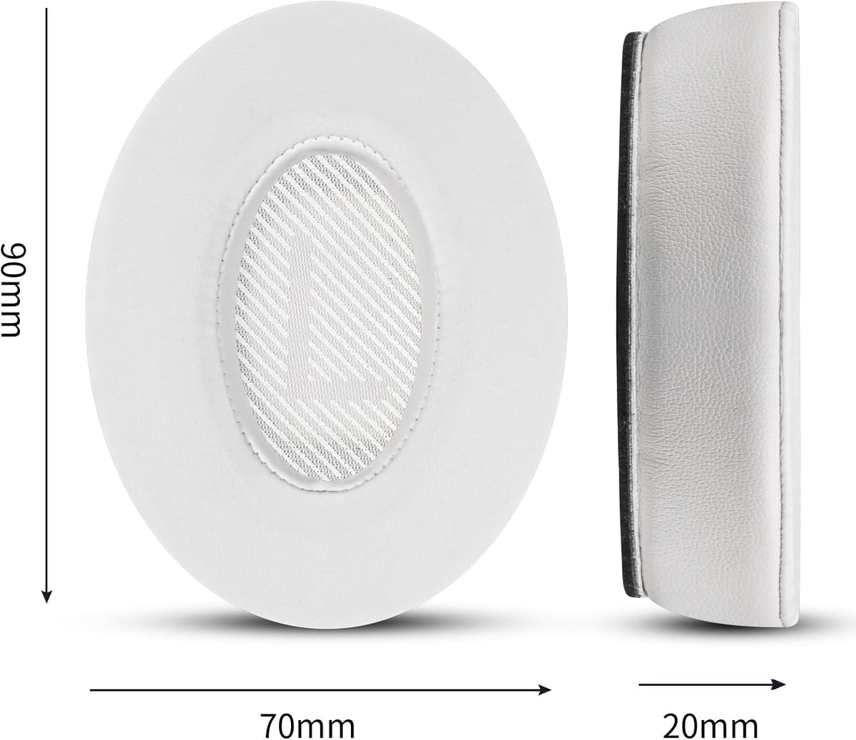 Full Cooling Gel Replacement Earpads for Bose Quiet Comfort QC35 Headphones Ear Pads Cushions with Breathable Ice Silk Fabric, High-Density Noise Cancelling Foam - White
