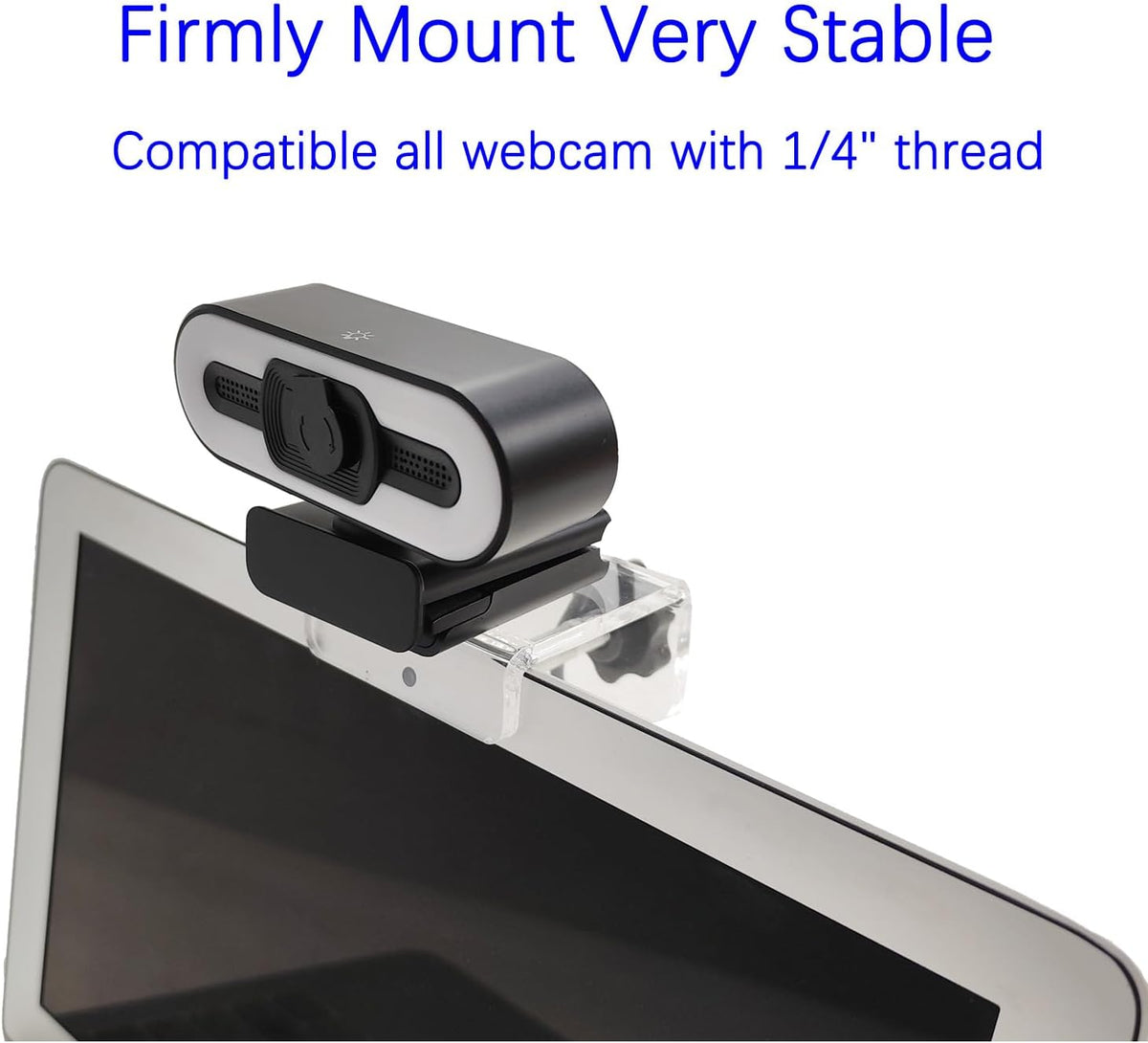 HTLAKIKJ 1/4'' Webcam Mount for Monitor, Compatible with Logitech and other Webcams with Thread, Acrylic Clear Mount on