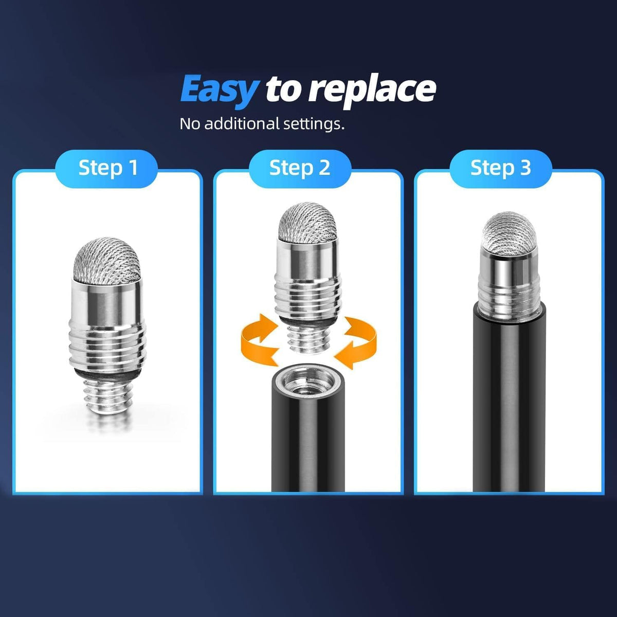 Mesh Fiber Stylus Pen Replacement Tips (20 Pcs) for Capacitive Touch Screen, High Sensitivity, Soft, No Scratch, Slow wear, Smartphone,Tablet Stylus Fibre Nibs