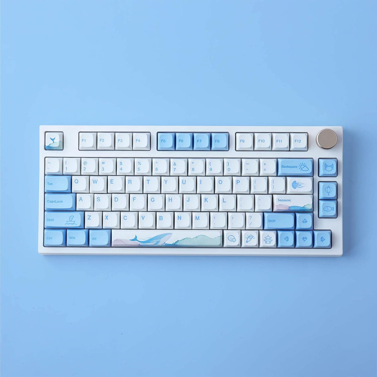 Hyekit 137 Set PBT Keycaps Keys Melody of The Sea Keycap Dye-Sublimation Cute Keycaps XDA Profile for Cherry Gateron MX
