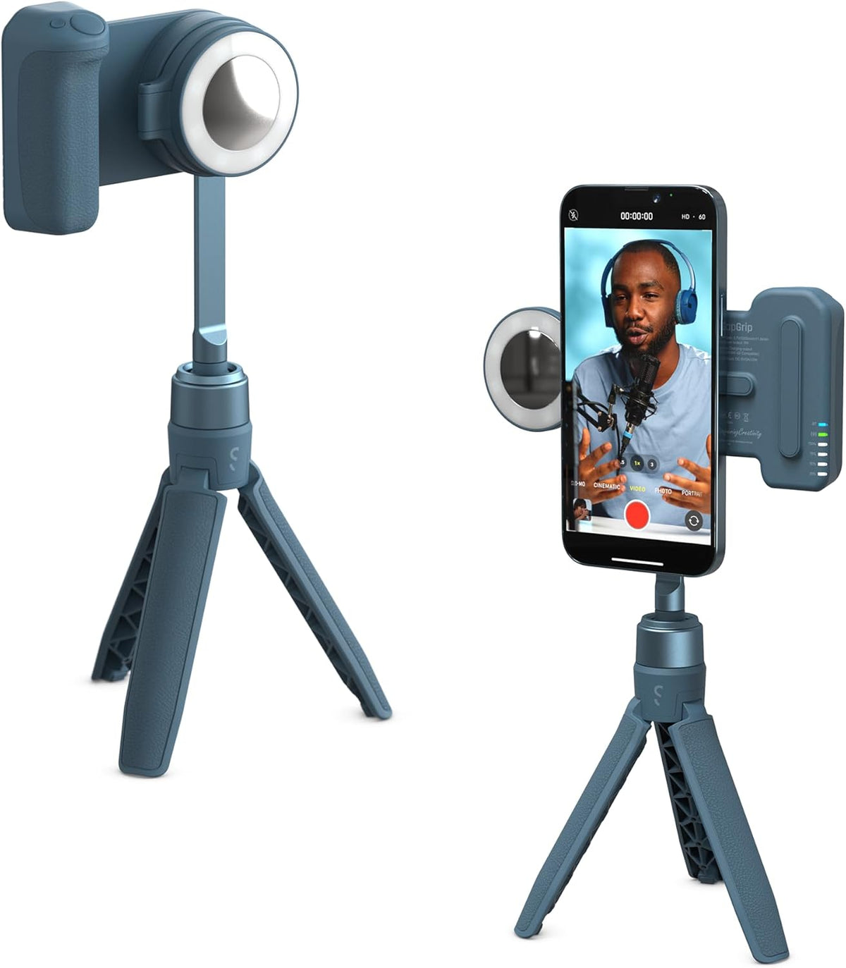 ShiftCam SnapGrip Creator Kit for Content Creators – Includes SnapGrip, SnapLight, Tripod SnapPod – Vlogging Kit for iPhone & Android – Magnetic Mount | Blue Jay