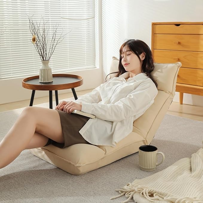 Floor Chairs for Adults Floor Gaming Chair with Back Support 5 Adjustable Position Sponge Padding Floor Seating Lounge for Reading Watching TV Meditation(/Pink)
