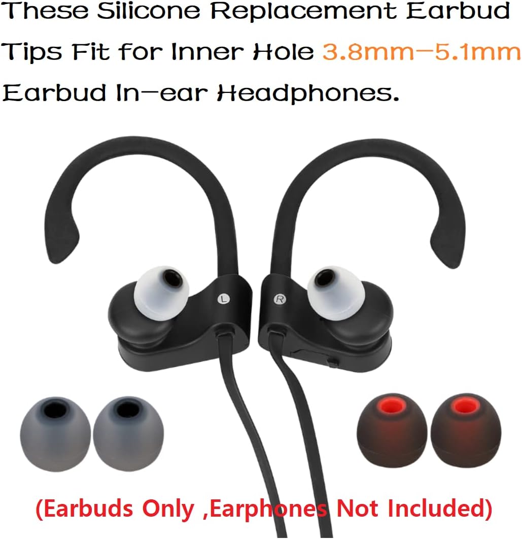 Earbud Tips Earbud Replacement Pieces Silicone Soft and Comfortable Compatible with Senso, Tozo, Sony & Other Inner Hole 3.8mm -5.1mm Earbud in-Ear Headphones 9 Pairs S/M/L
