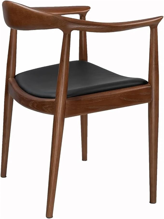 Adjustable Office Computer Chair with Armrest 1pcs Contemporary Style Upholstered Wooden Dining Seat Chair with Armrests(Chestnut Shell)