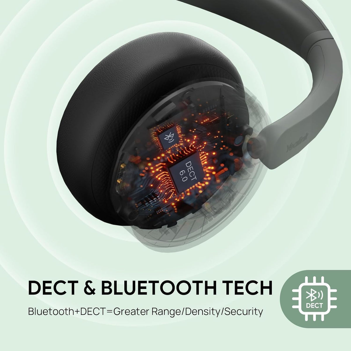 Yealink WH64 Hybrid with DECT Dongle, 492ft Range, 32 Talk Time Bluetooth Headset for Teams, Zoom Skype UC, 3X Mic Noise Cancelling, Headset PC Phone