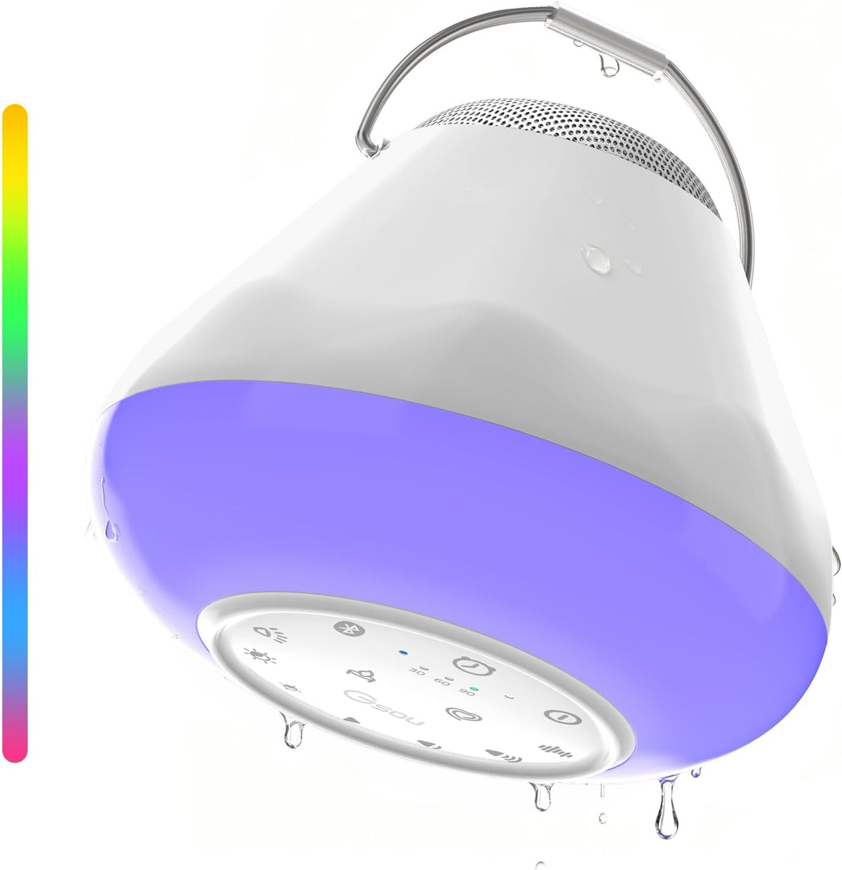 Gsou 5 4 IPX6 Shower Speaker Bluetooth Waterproof with White Noise Sounds & LED Light Modes | Portable Speaker