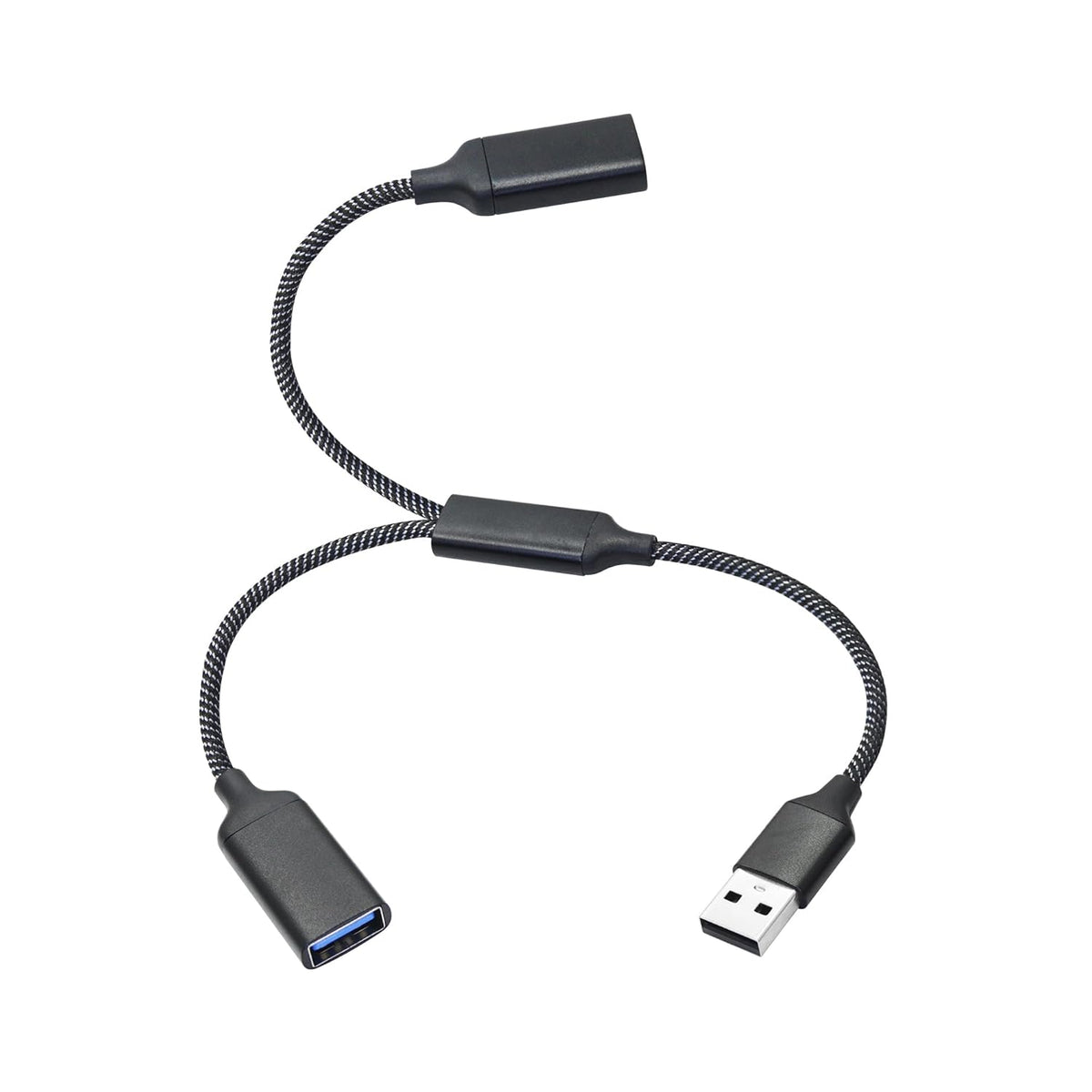 USB Splitter Cable 1FT, USB A Male to Dual USB A Female Y Splitter Adapter 1 in 2 Out, Power & Data with OTG Function Intelligent Chip, for Smartphone, Laptop, Car etc