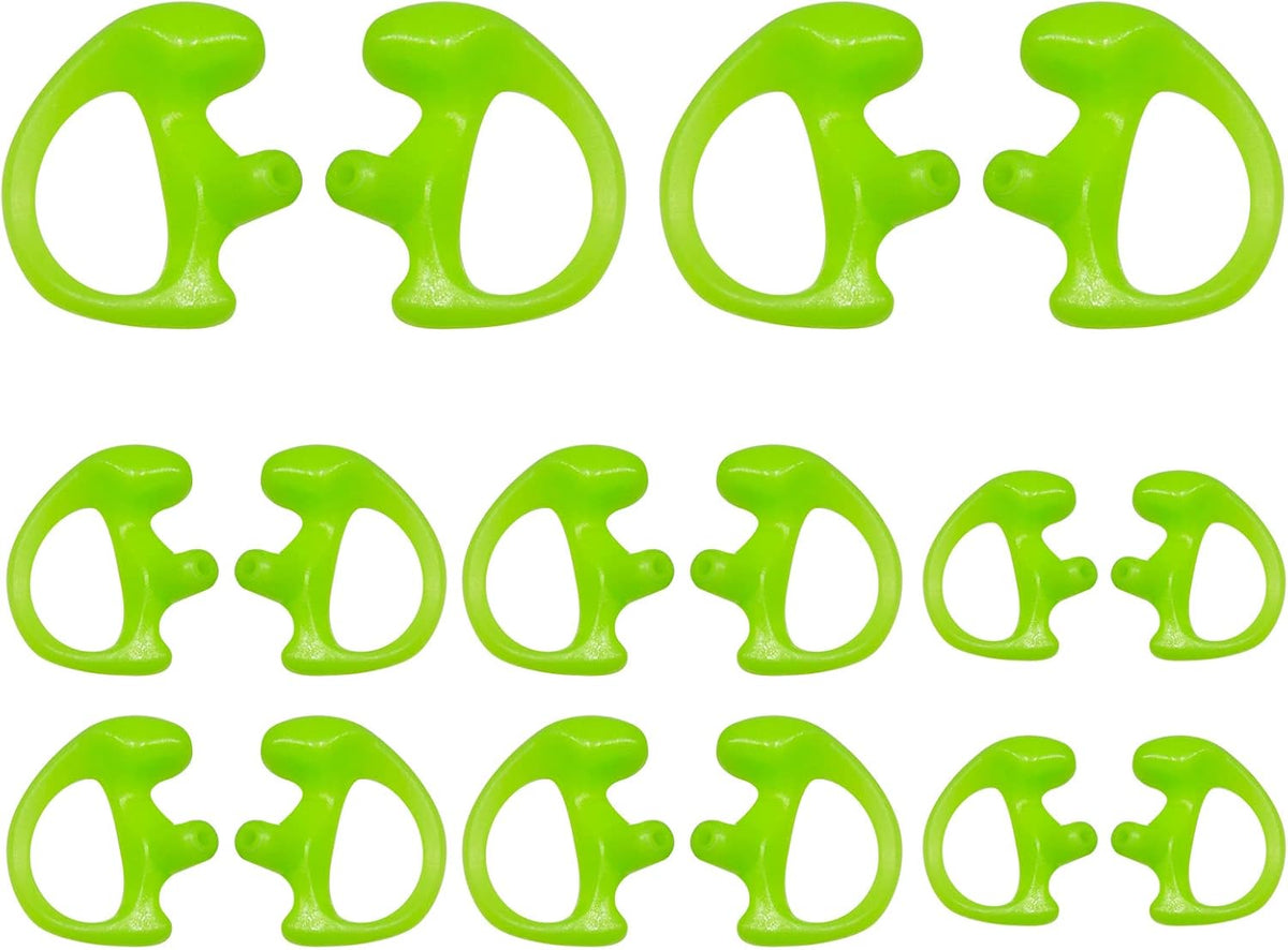Silicone Replacement Earmold for Motorola/Baofeng/Retavis Radios - Police Walkie Talkie & Law Enforcement Soft Earpiece Inserts (8 Pair, Green - 2L/4M/2S)