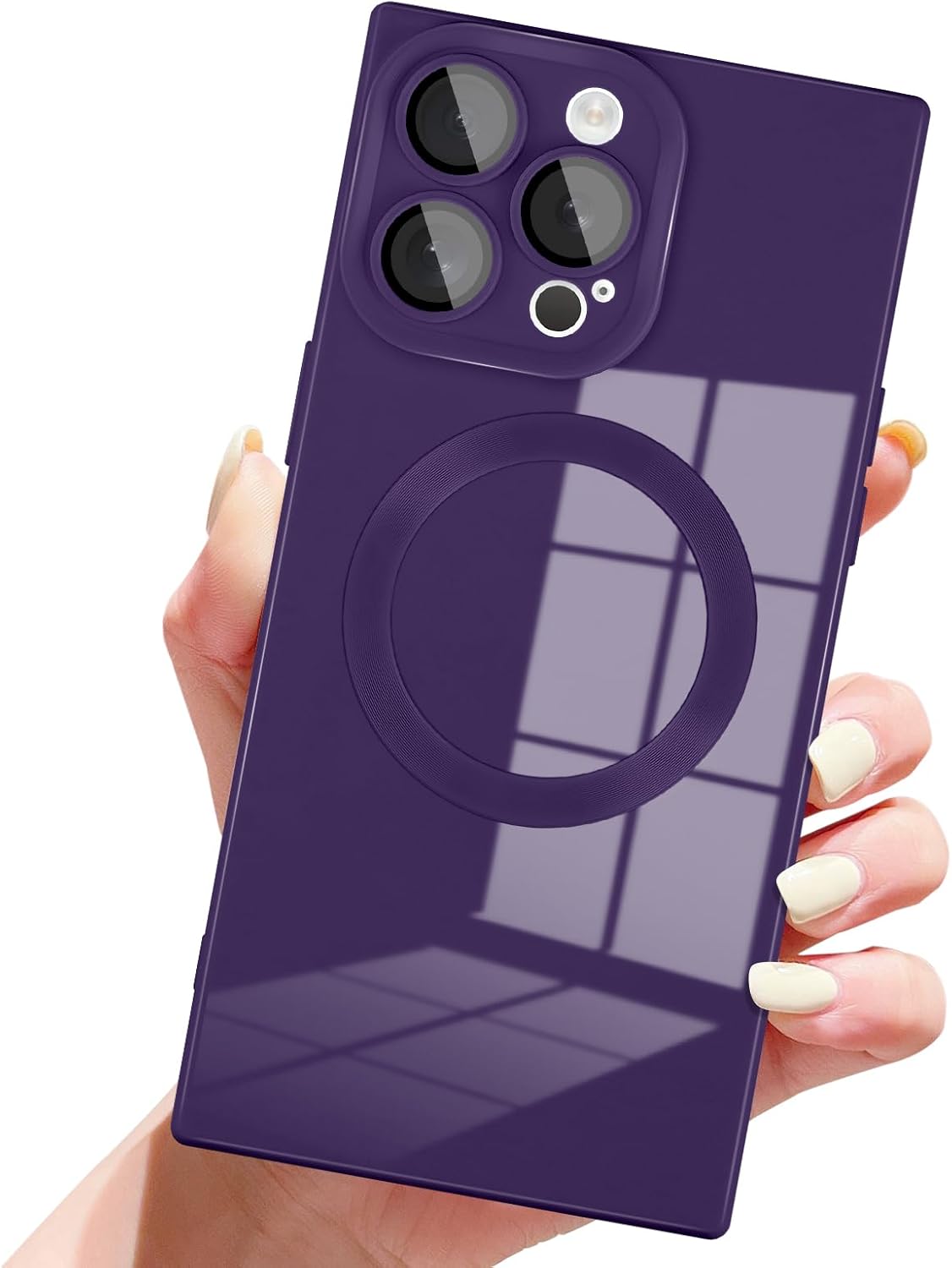 Designed for iPhone 15 Pro Max Case Compatible with Magsafe Cover Camera Lens Protector Military Grade Protection Shockproof Soft TPU Slim Magnetic Phone Case for iPhone 15 Pro Max Dark Purple