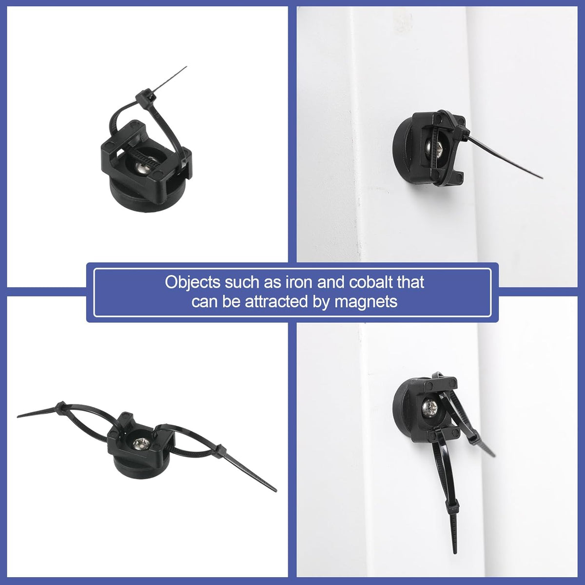 120 (22 mm) Yookeer Pieces Magnetic Zip Tie Mount Multipurpose Cable Holder Magnets Magnetic Wire Management Bases