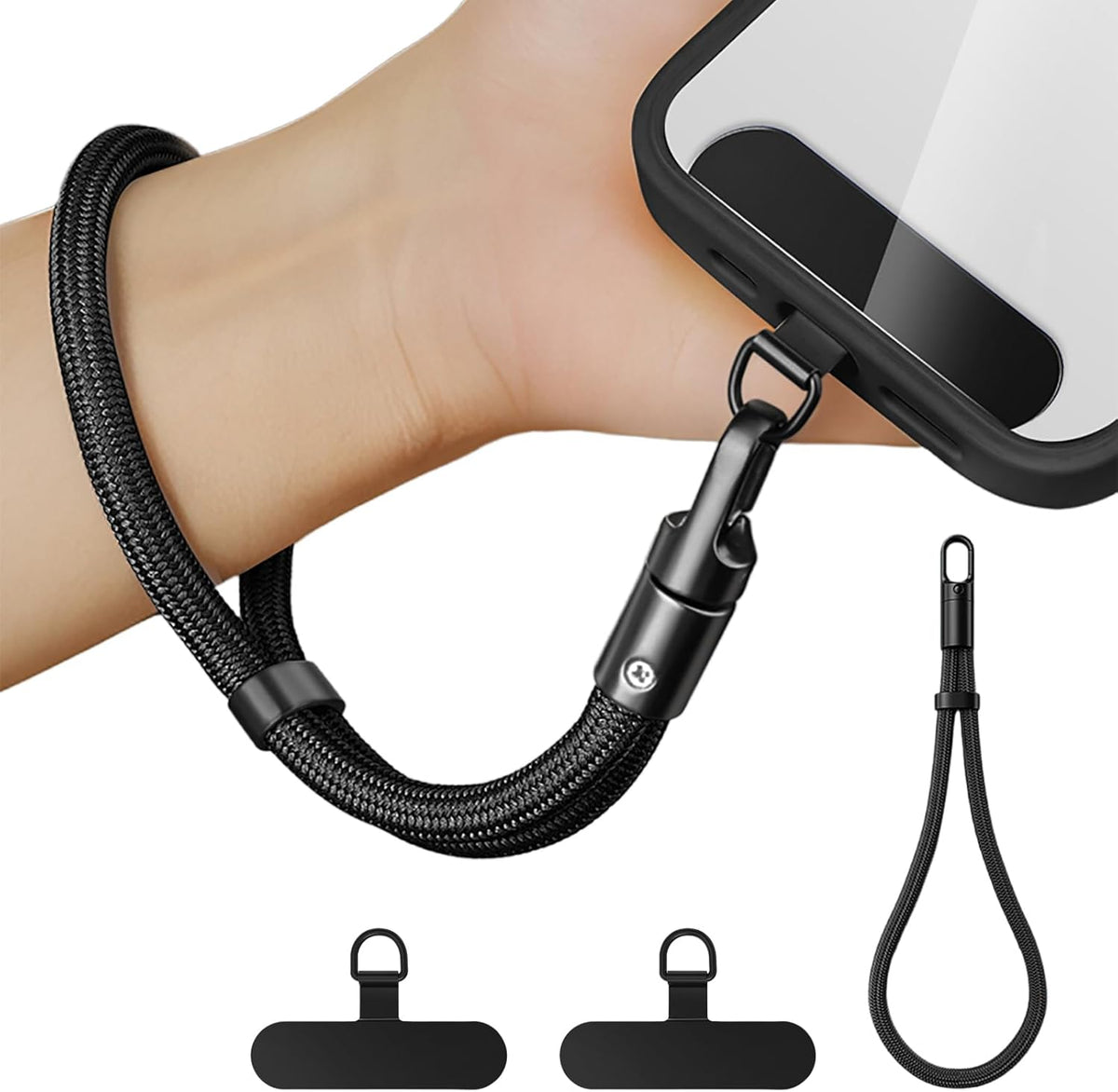 Universal Adjustable Phone Wrist Strap With 2 Metal Tether Tabs，Wristlet & Hand Cell Phone Lanyard for Women and Men