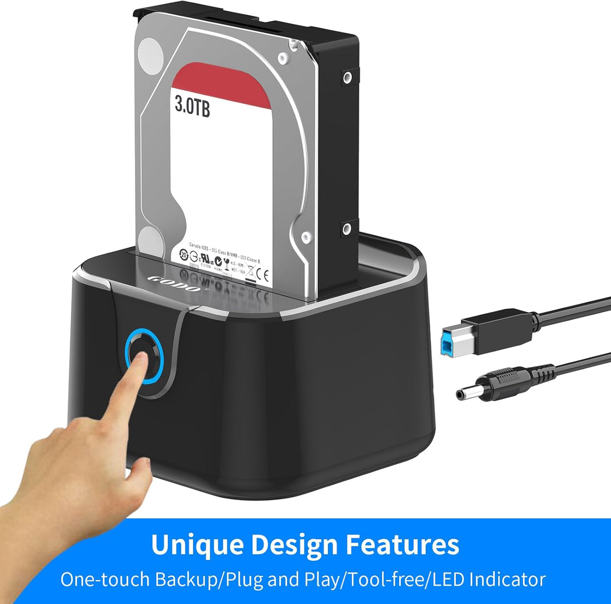 GODO 3.0 2.5/3.5 inch (5 Single Hard Drive Docking Station USB to SATA III for HDD SSD, External Hard Drive Dock