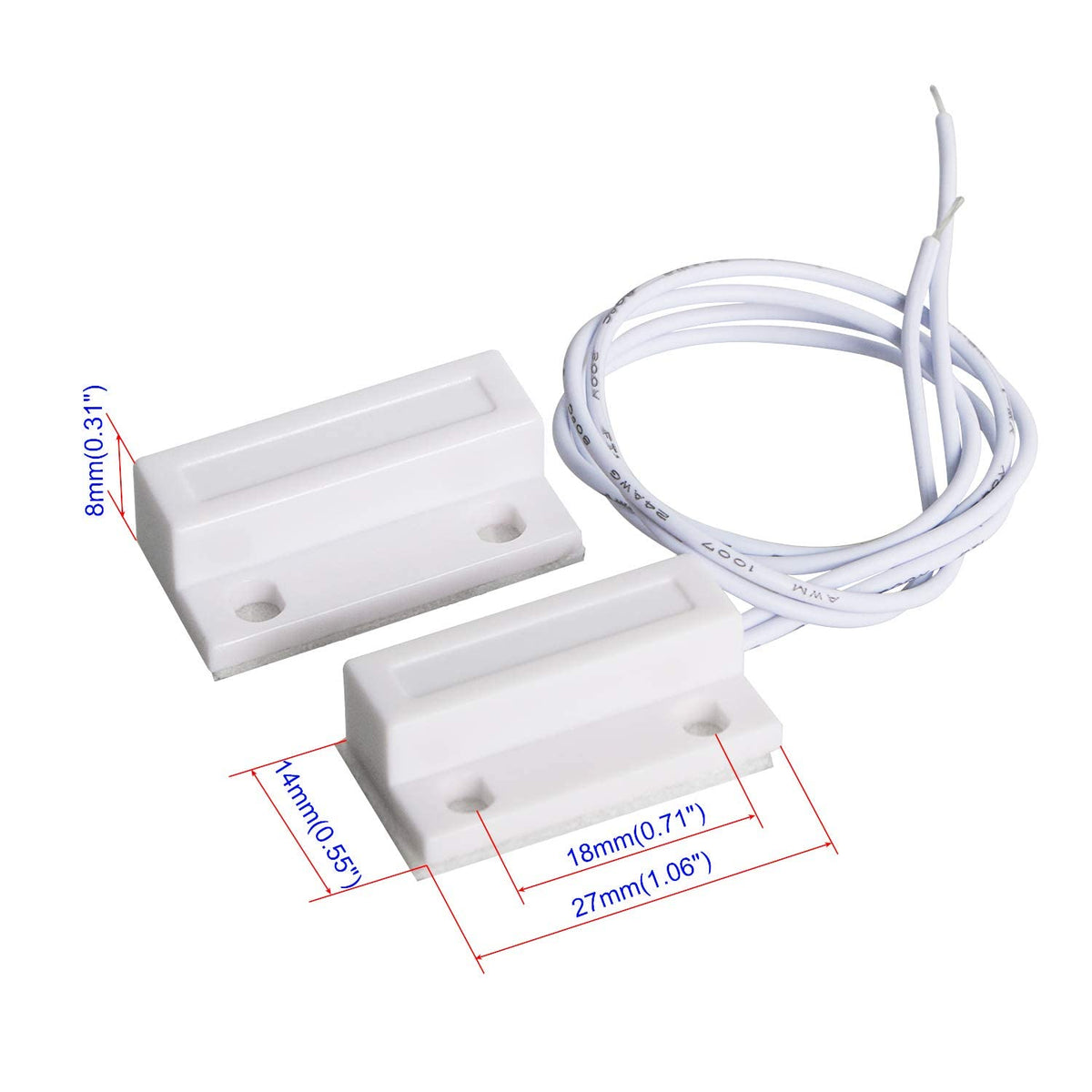 Aoje-Link RC-38A NC Wired Magnetic Door Switch Window Sensor Alarm for Home Security Access Control and Burglar Alarm Systems White 4pcs
