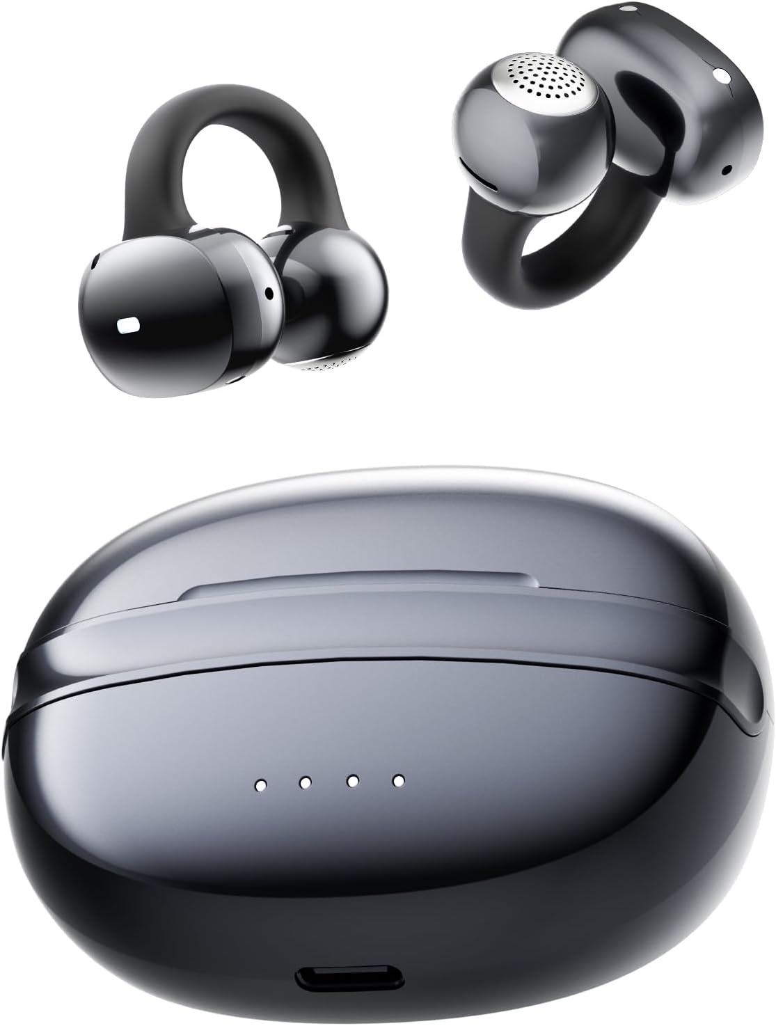 A50 Clip on Earbuds, Bluetooth 6.0 Wireless Open Ear Headphones w/5.3g Weightless Comfort,48H Playtime,3D Soundstage,Clear Call Mics,IPX5,Multipoint Connection,Fit for Workout Running Black