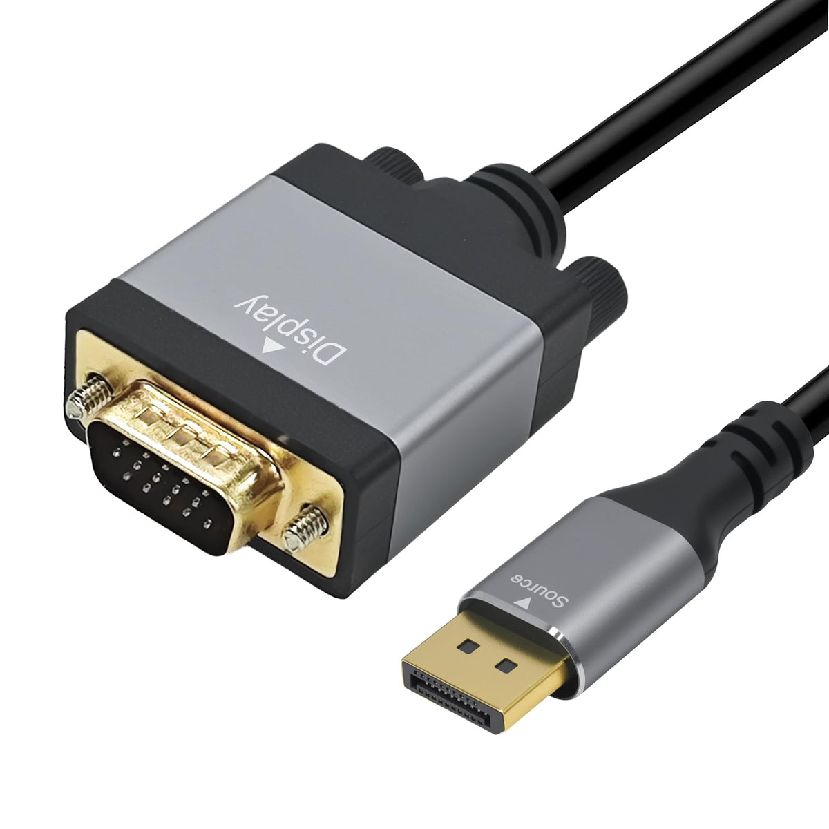 Cyberguys DisplayPort to VGA Cable 3ft, DP to VGA Cable w/ Secure Latch & Gold-Plated Connectors - Plug & Play Male-to-Male Display Port Adapter