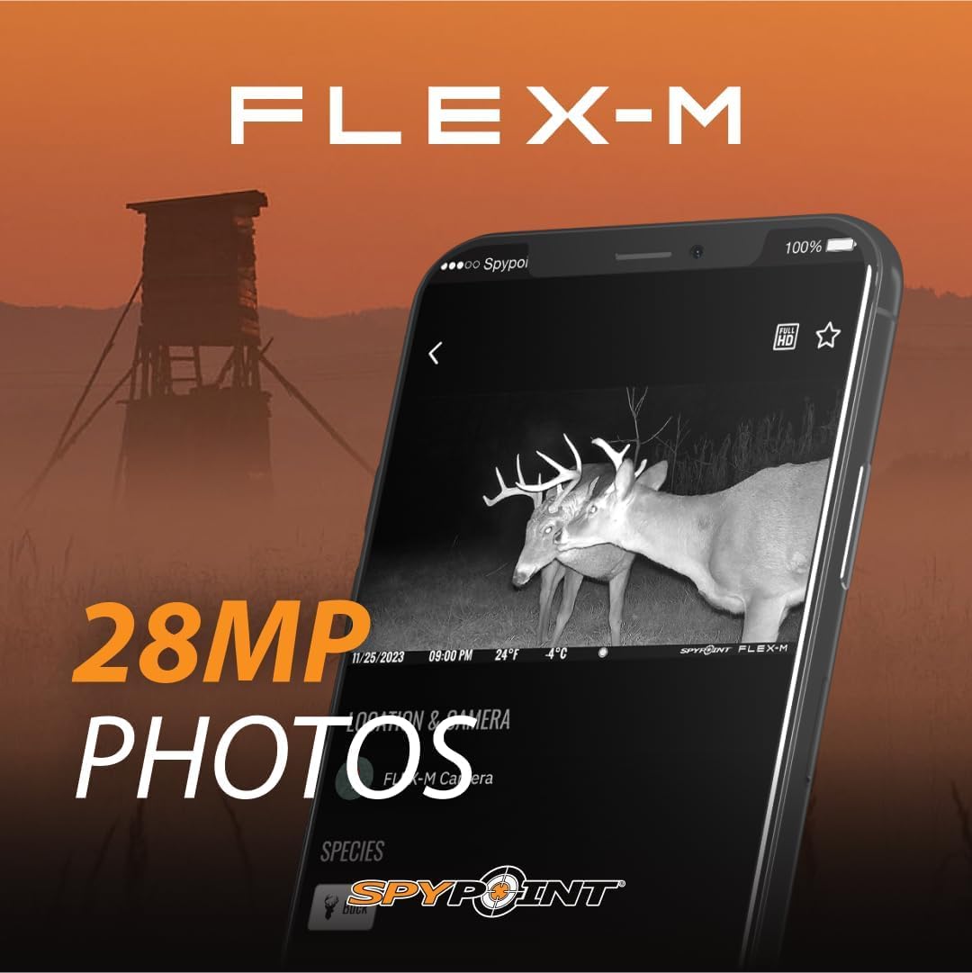 SPYPOINT Flex-M Twin Pack Cellular Trail Cameras - 2 SD Cards Included, Best Hunting Accessories, No WiFi Needed, GPS, Night Vision, IP65