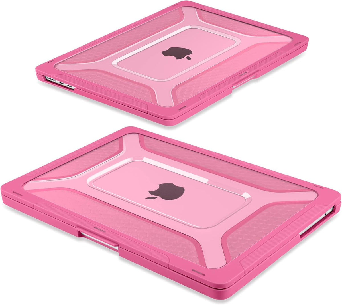 Batianda Case for New MacBook Air 13 inch 2025 M4 Chip 2024 2022 Release A3240 A3113 A2681 Model,Honeycomb Heavy Duty Protective Hard Shell with TPU Bumper Fold Kickstand & Keyboard Cover, Rose